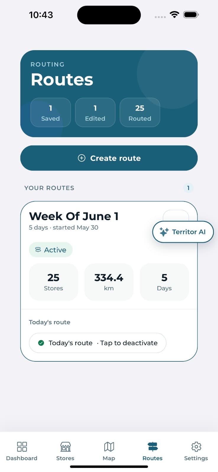 Territory Pilot — routes overview